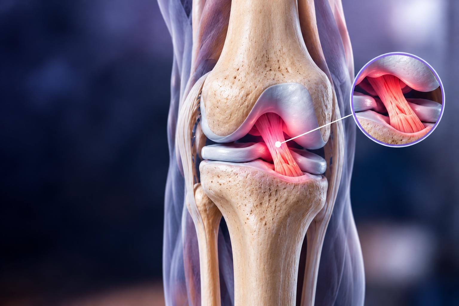ACL anatomy showing anterior cruciate ligament inside the knee