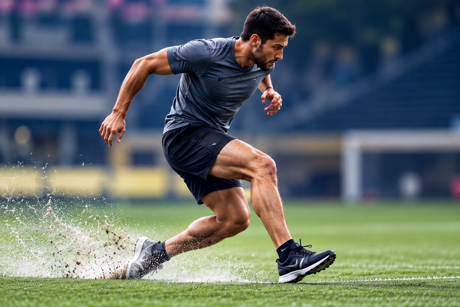 Athlete rapidly changing direction during sports