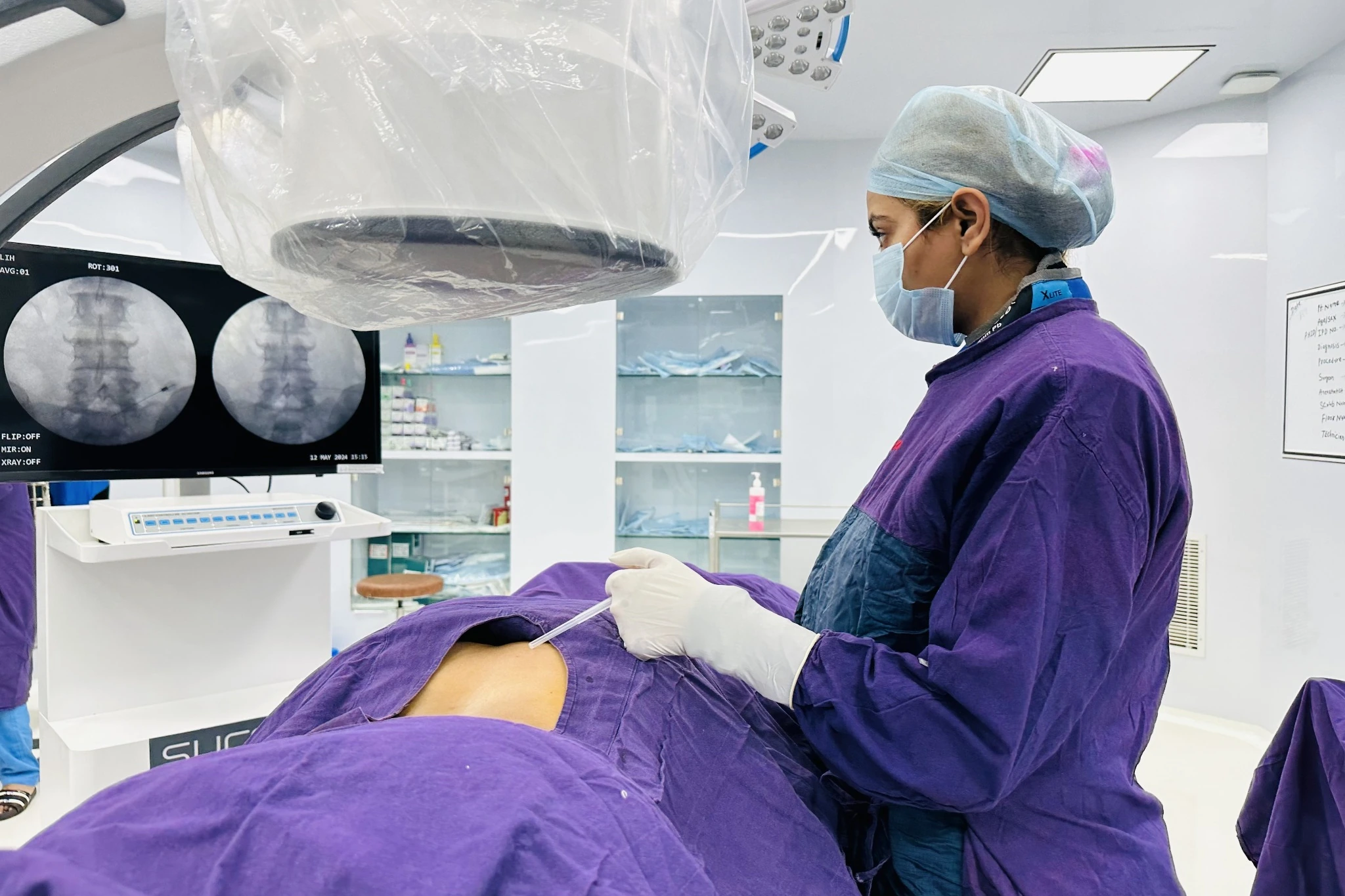 C-arm guided spine procedure